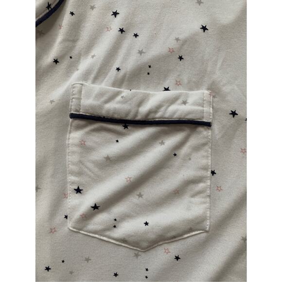 UGG Aimee Star Print Pajama Shirt White Blue Short Sleeve Button Front Jersey XS - Picture 6 of 11